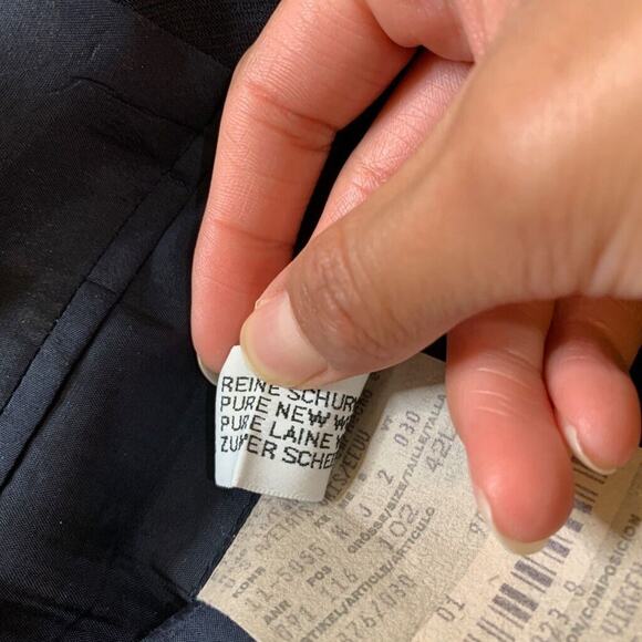 Vintage Hugo Boss Blazer Mens 42L Long Indigo Blue Wool Einstein Sigma Made USA - Picture 9 of 14